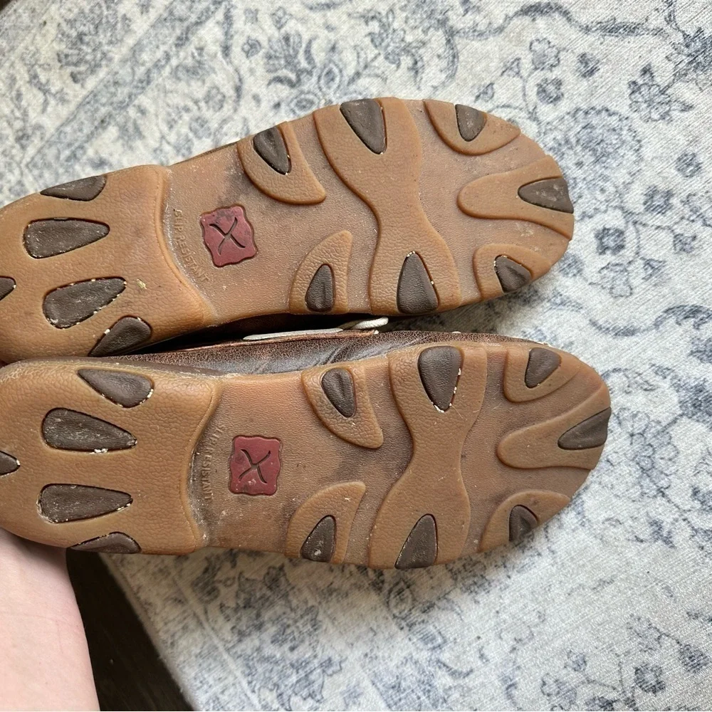 Twisted X Womens Boat Leather Faded Flag sz 9.5